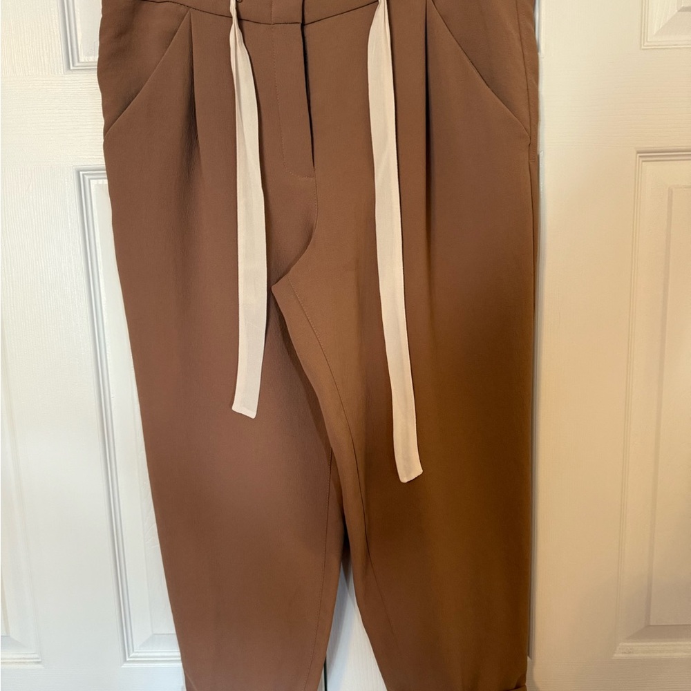 Wilfred Brown Jogger Pants with White Drawstring